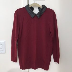 Club monaco leather collar top